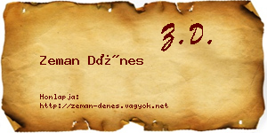 Zeman Dénes névjegykártya