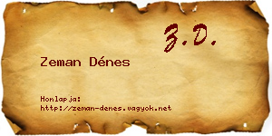 Zeman Dénes névjegykártya